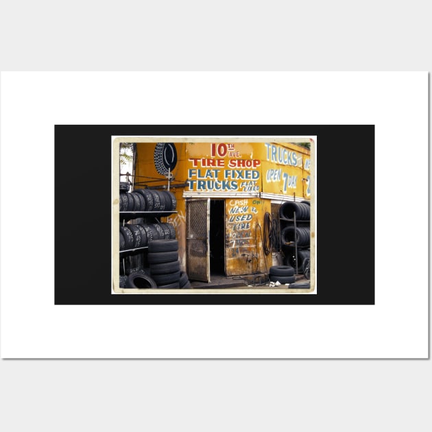 10th Avenue Tire Shop in the West Village - Kodachrome Postcards of vintage store signs in NYC Wall Art by Reinvention